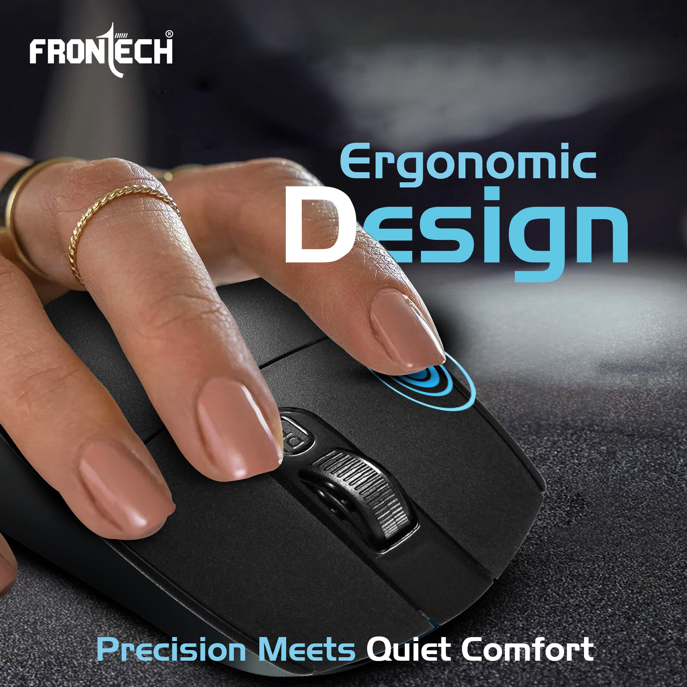 Frontech Wireless Optical Mouse | 2.4GHz | 1600DPI | USB Nano Receiver | Ergonomic Design | Black (MS-0056) Frontech Wireless Optical Mouse | 2.4GHz | 1600DPI | USB Nano Receiver | Ergonomic Design | Black (MS-0056)